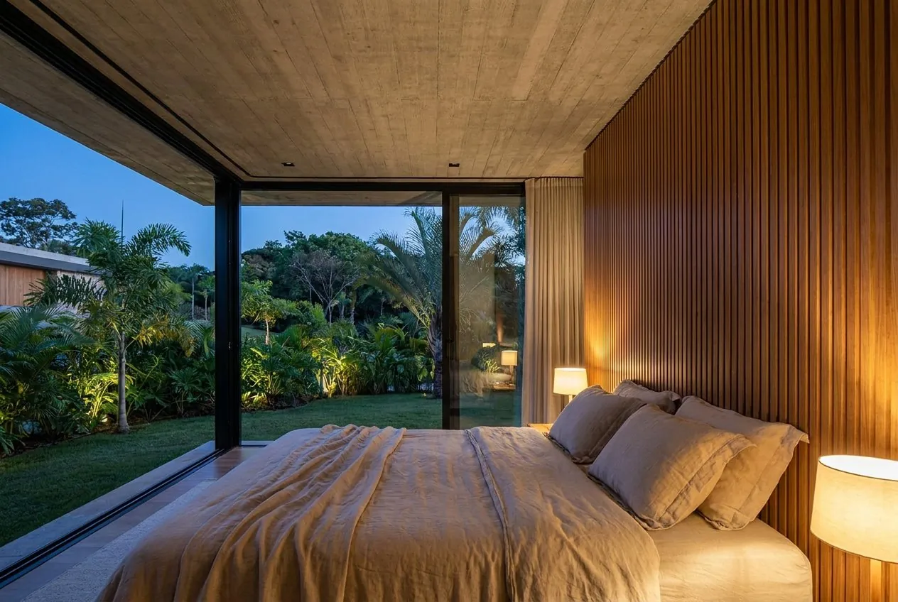 Casa contemporânea com fachada em pedra e madeira (foto 3)